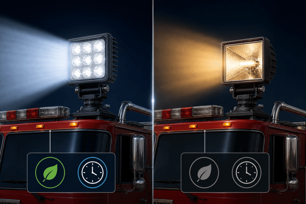 Fire Truck Scene Lighting: A Complete Guide (2026) LED vs halogen fire truck scene light comparison